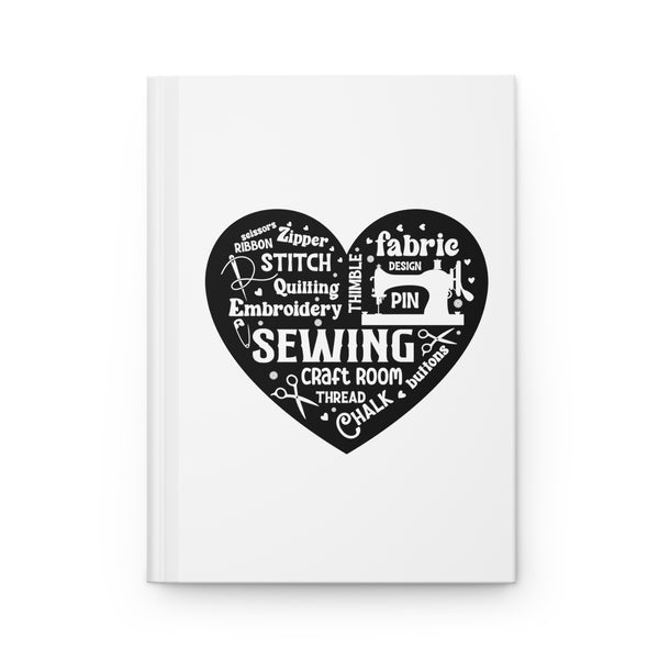 Black Sewing Word Cloud Hardcover Journal Matte