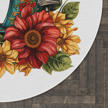 Vintage Floral Sewing Machine Round Rug