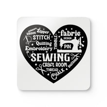 Black Sewing Word Cloud Corkwood Coaster Set