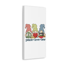 Peace, Love, Sew Gnomes - Canvas Gallery Wraps - White