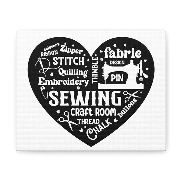 Black Sewing Word Cloud - Canvas Gallery Wraps