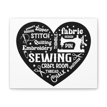 Black Sewing Word Cloud - Canvas Gallery Wraps