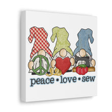 Peace, Love, Sew Gnomes - Canvas Gallery Wraps - White