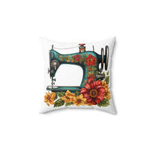 Vintage Floral Sewing Machine Spun Polyester Square Pillow