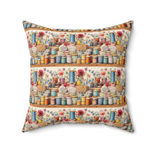 Watercolor Sewing Supplies 2 Spun Polyester Square Pillow
