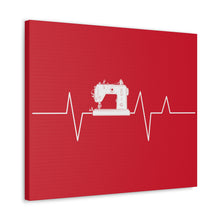 Sewing Machine Heart Beat - Red - Canvas Gallery Wraps