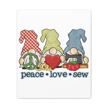 Peace, Love, Sew Gnomes - Canvas Gallery Wraps - White