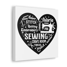 Black Sewing Word Cloud - Canvas Gallery Wraps