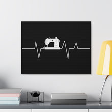 Sewing Machine Heart Beat - Black - Canvas Gallery Wraps