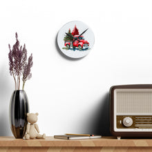 Watercolor Christmas Truck Acrylic Wall Clock - White