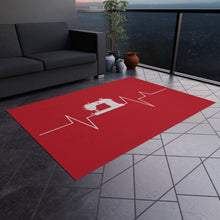 Sewing Machine Heart Beat Outdoor Rug - Red