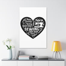 Black Sewing Word Cloud - Canvas Gallery Wraps