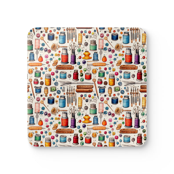 Watercolor Sewing Supplies 1 Corkwood Coaster Set