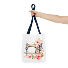 Blue Floral Sewing Machine Tote Bag