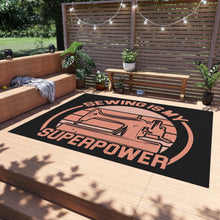 Sewing Is My Superpower Outdoor Rug - Black