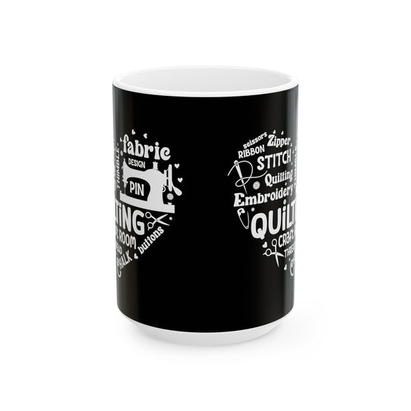 Quilting Word Cloud Ceramic Mug, (11oz, 15oz)