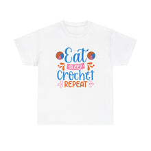 Eat Sleep Crochet Repeat Unisex Heavy Cotton Tee