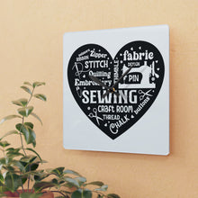 Black Sewing Word Cloud Acrylic Wall Clock