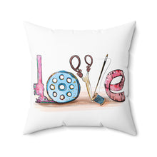 Sewing Love Spun Polyester Square Pillow - White