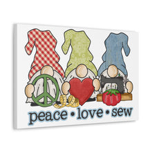 Peace, Love, Sew Gnomes - Canvas Gallery Wraps - White