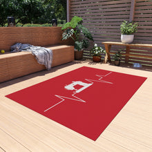 Sewing Machine Heart Beat Outdoor Rug - Red