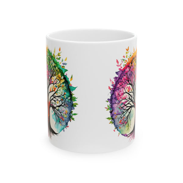 Colorful Tree of Life Ceramic Mug, (11oz, 15oz)