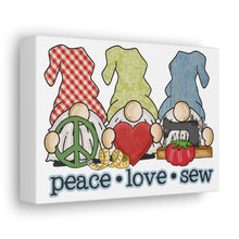 Peace, Love, Sew Gnomes - Canvas Gallery Wraps - White