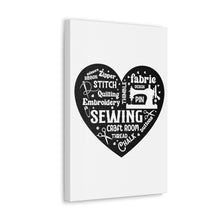 Black Sewing Word Cloud - Canvas Gallery Wraps