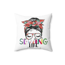 Sewing Life 1 Spun Polyester Square Pillow - White