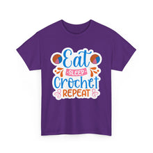 Eat Sleep Crochet Repeat Unisex Heavy Cotton Tee