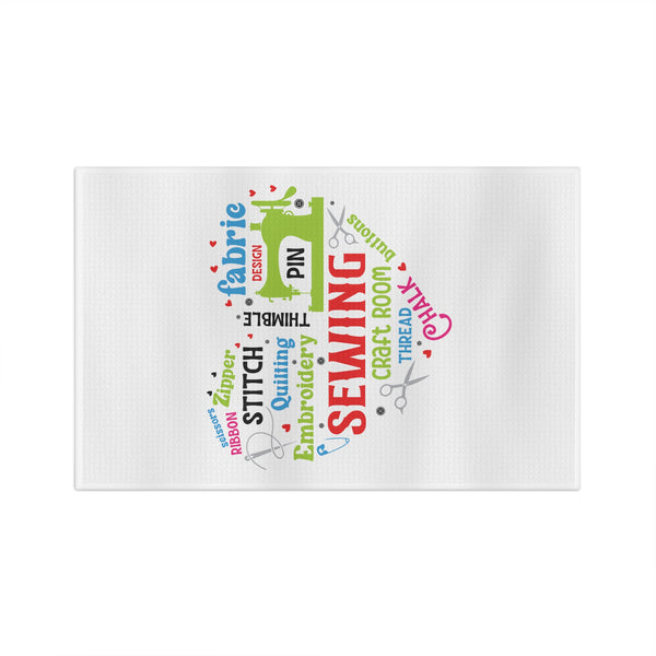 Colorful Sewing Word Cloud Microfiber Tea Towel