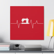 Sewing Machine Heart Beat - Red - Canvas Gallery Wraps