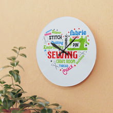 Colorful Sewing Word Cloud Acrylic Wall Clock