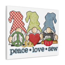 Peace, Love, Sew Gnomes - Canvas Gallery Wraps - White