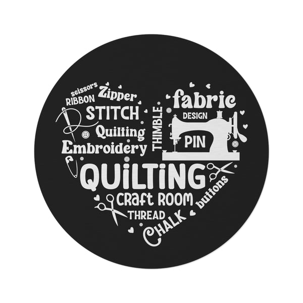 Quilting Word Cloud Round Rug