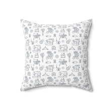 Outlined Sewing Elements Spun Polyester Square Pillow