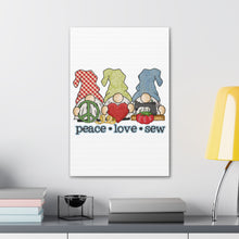 Peace, Love, Sew Gnomes - Canvas Gallery Wraps - White