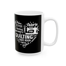 Quilting Word Cloud Ceramic Mug, (11oz, 15oz)