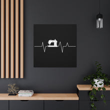 Sewing Machine Heart Beat - Black - Canvas Gallery Wraps