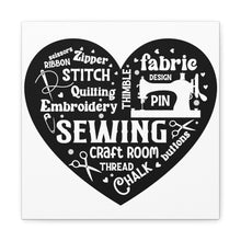 Black Sewing Word Cloud - Canvas Gallery Wraps