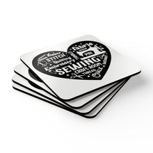 Black Sewing Word Cloud Corkwood Coaster Set
