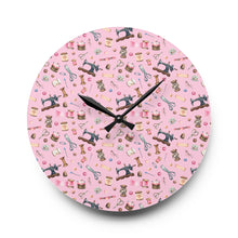 Sewing Elements Pink Acrylic Wall Clock