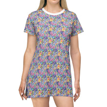 Packed Watercolor Buttons T-Shirt Dress