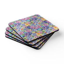Packed Watercolor Buttons Corkwood Coaster Set