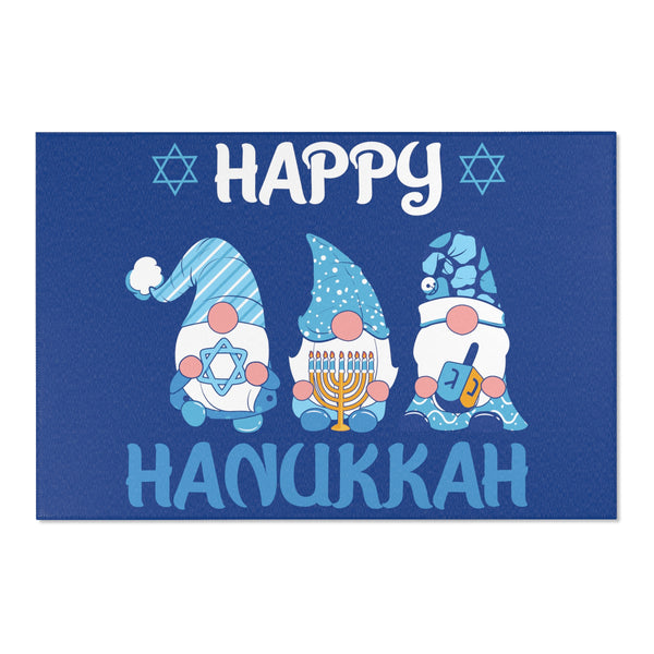 Happy Hanukkah Gnomes Area Rugs - Blue