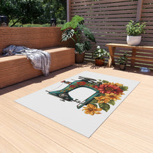 Vintage Floral Sewing Machine Outdoor Rug