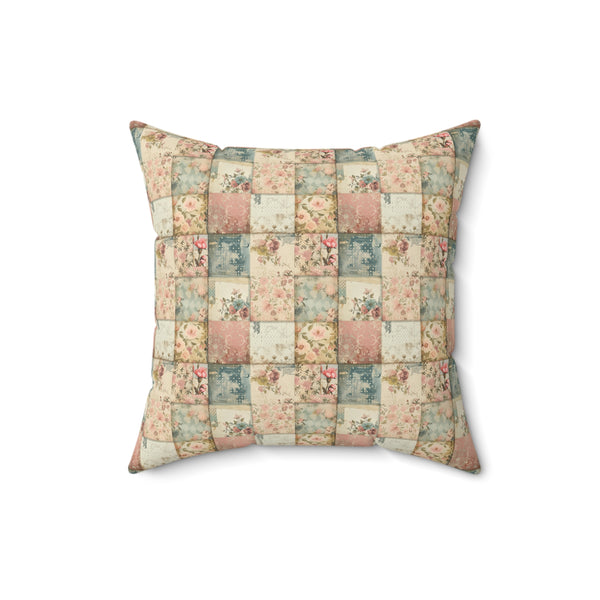 Vintage Patchwork Pattern 1 Spun Polyester Square Pillow