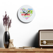 Colorful Sewing Word Cloud Acrylic Wall Clock