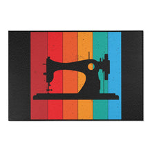 Retro Sewing Machine Area Rugs - Black