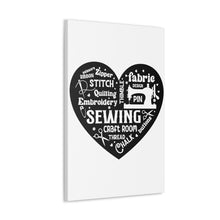 Black Sewing Word Cloud - Canvas Gallery Wraps